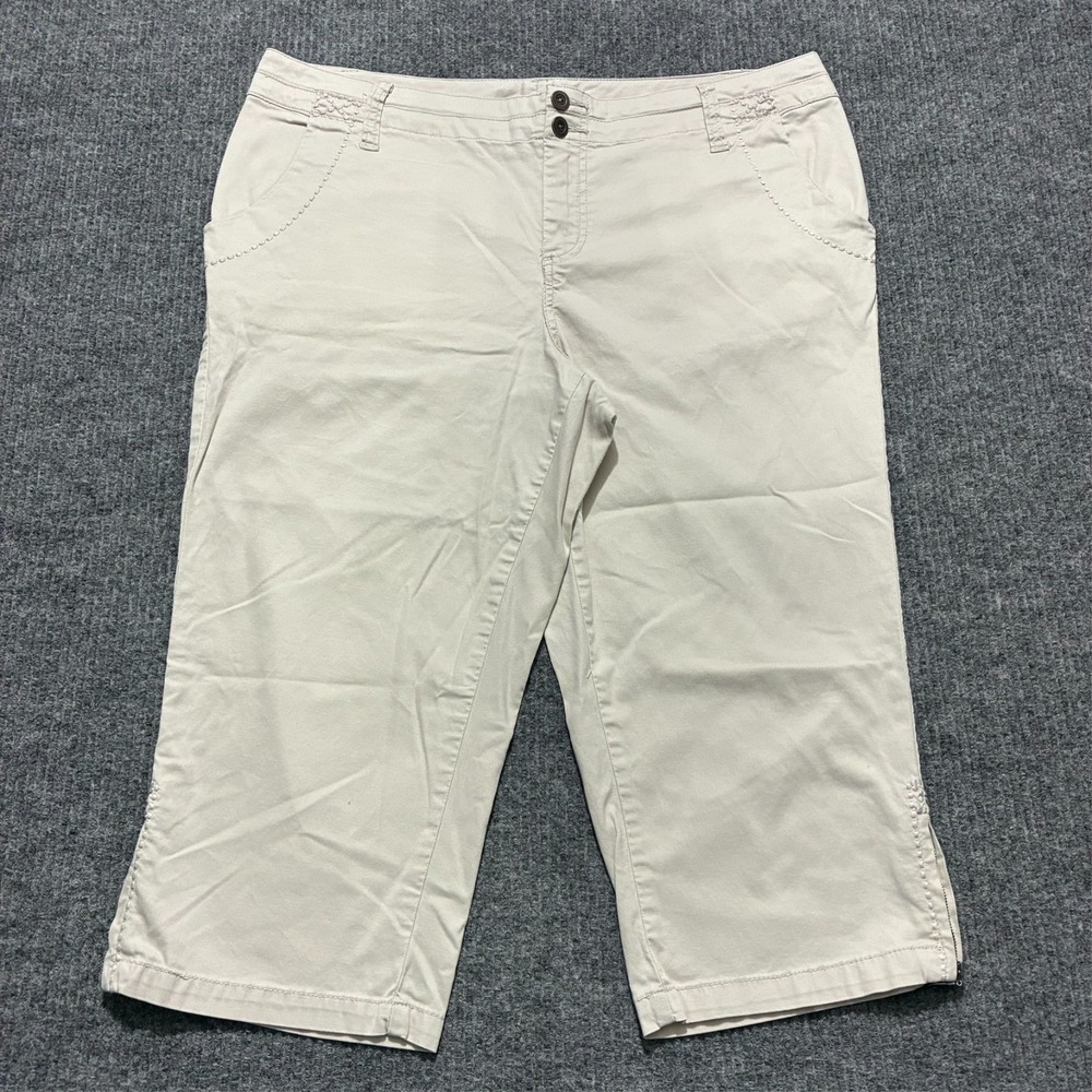 Lane Bryant Womens Capri Pants Size 18 Beige Ankle Zip Flat Front‎ High Rise